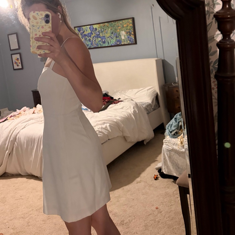 French Connection White Mini Dress with Square Neck - Picture 4 of 6